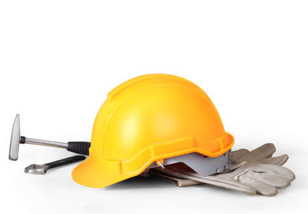 Selection of tools in the shape of a house, home improvement concept の写真素材