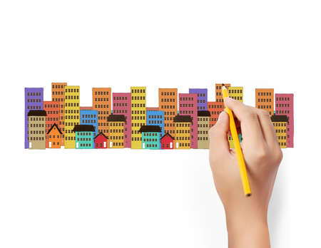 hand men drawing the house の写真素材