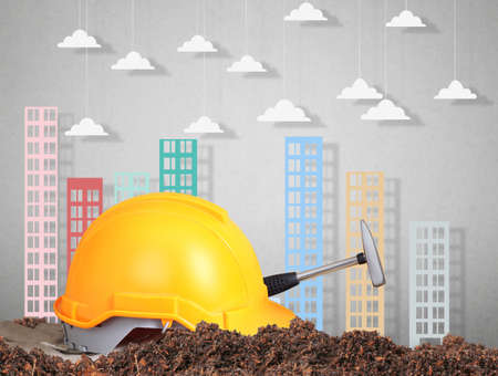 Selection of tools in the shape of a house, home improvement concept の写真素材