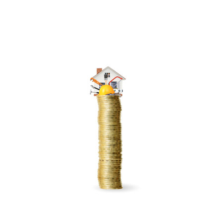 Mortgage concept by money house from the coins の写真素材