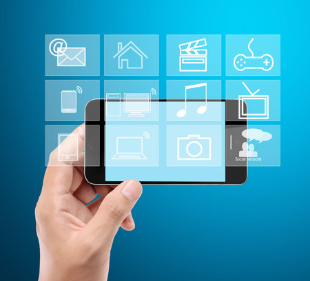 Close up hand holding smart phone