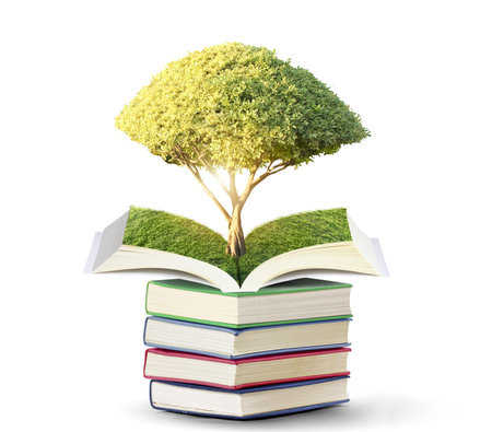 Book of nature with tree isolated 