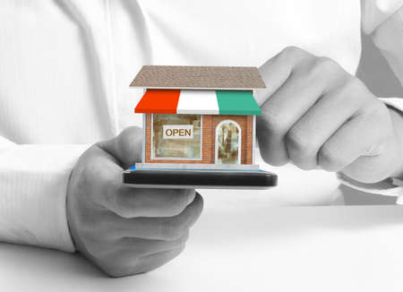 On line store. Sale, smart phoneの写真素材