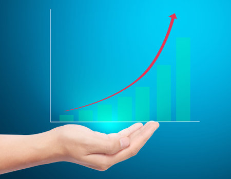 Graph in the hand, businessmen