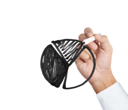 Business man hand drawing a graphの写真素材