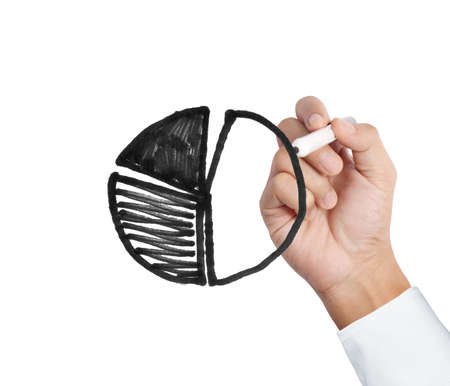 Business man hand drawing a graphの写真素材