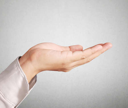 Open palm a hand gesture isolated on white backgroundの写真素材