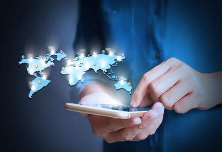 Modern mobile phone in the hand