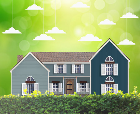 Mortgage concept, House in green fieldの写真素材
