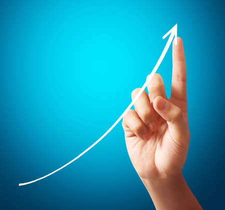 businessman Touching graph of workの写真素材