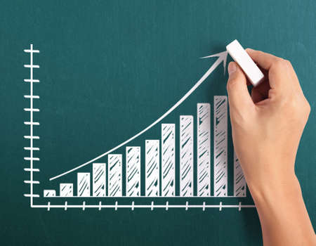 hand drawing a chart showの写真素材