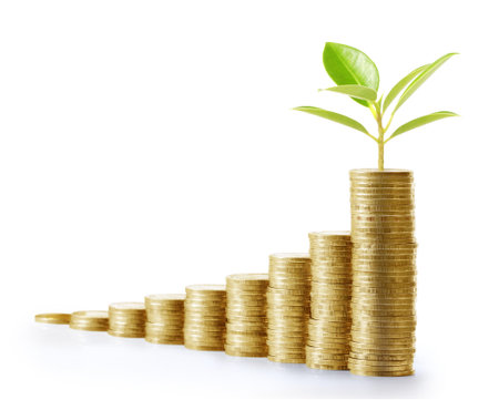 Investment concept, Coins graph stock market