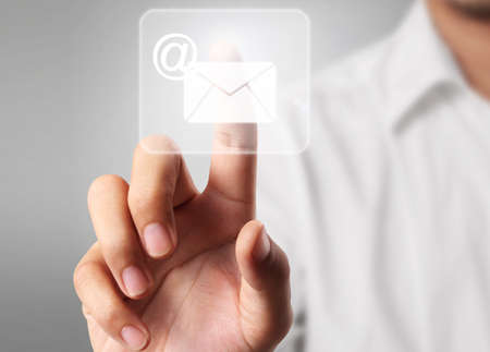 hand pressing modern social buttonの写真素材