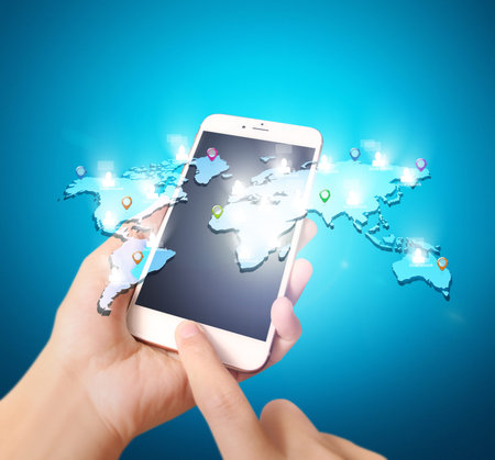 Touch screen smartphone in hand