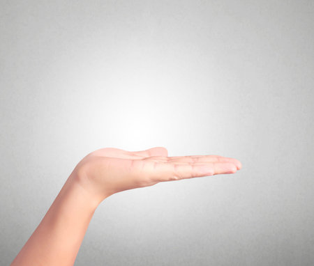 Open palm hand gesture of male hand
