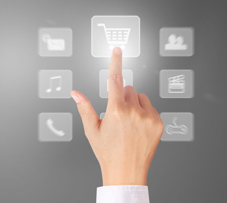 pushing a button on a touch screen interface