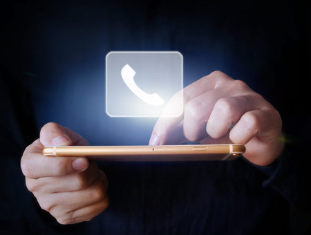 Touch screen smartphone in handの写真素材