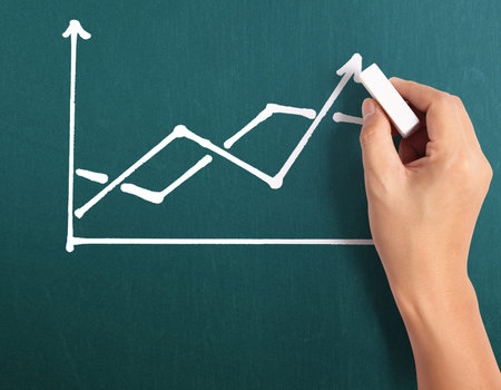 hand drawing a chart showの写真素材