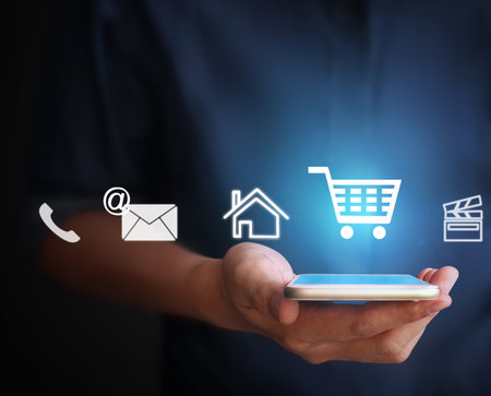 Touch screen smartphone in hand