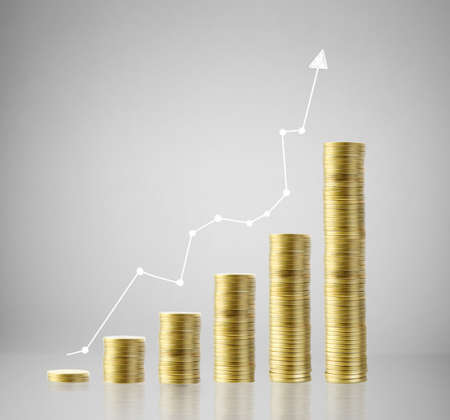 Investment concept, Coins graph stock marketの写真素材