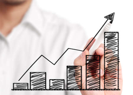 hand drawing a chart showの写真素材