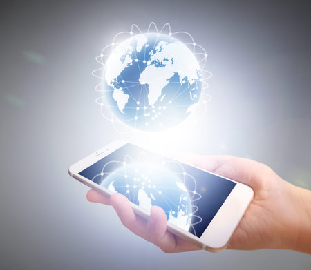 Touch screen smartphone in hand