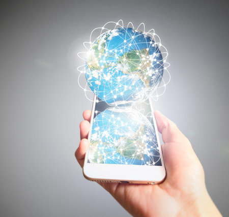 Touch screen smartphone in hand