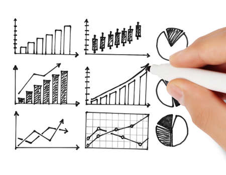 hand drawing a chart showの写真素材