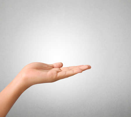 Open palm hand gesture of male handの写真素材