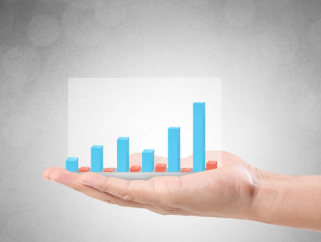 Graphs on the hand, meeting conceptの写真素材