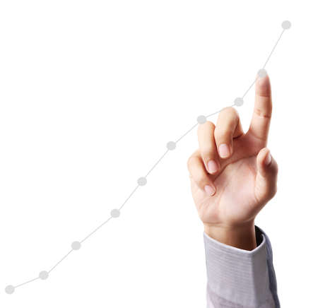 Touching business graph of workの写真素材