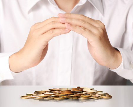 Human Hand coin to money, business ideas