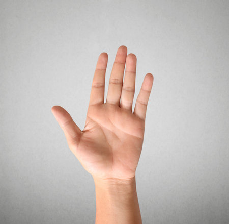 Closeup hand showing five count