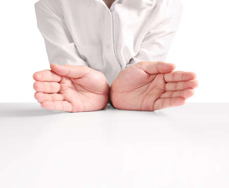 Open hands holding showing conceptの写真素材