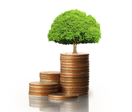 Investment concept, Coins graph stock marketの写真素材