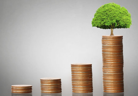 Investment concept, Coins graph stock market