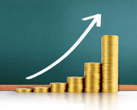 Investment concept, Coins graph stock marketの写真素材