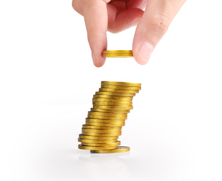 Hand human hand putting coin to money, business ideas