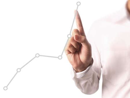 Touching business graph of workの写真素材