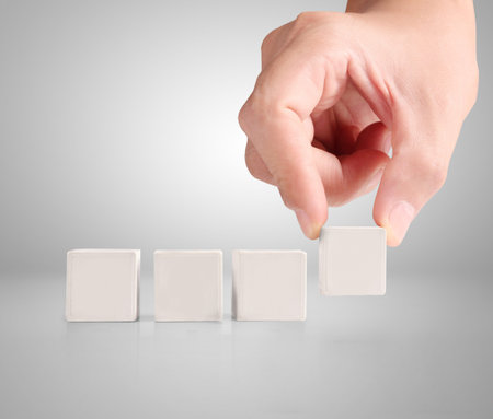 concept forming a box in handの写真素材