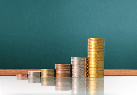 nvestment concept, Coins graph stock market