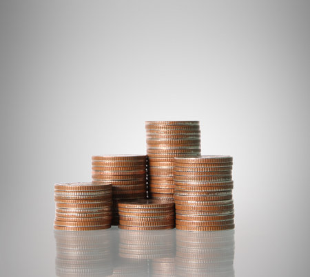 Investment concept, Coins graph stock market