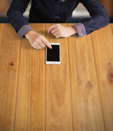 Touch screen smartphone in a handの写真素材