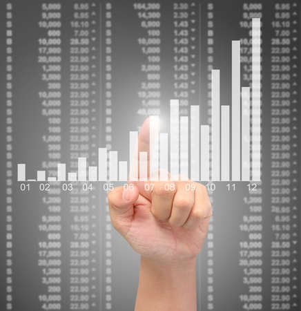 nvestment concept,businessman with financial symbols coming from handの写真素材