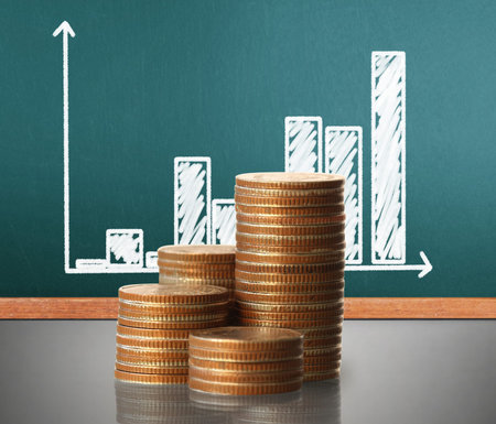 Investment concept, Coins graph stock marketの写真素材