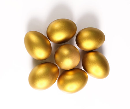 golden a easter egg isolatedの写真素材
