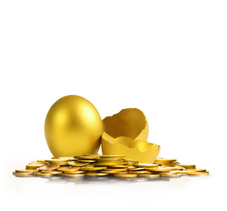 golden a easter egg isolatedの写真素材