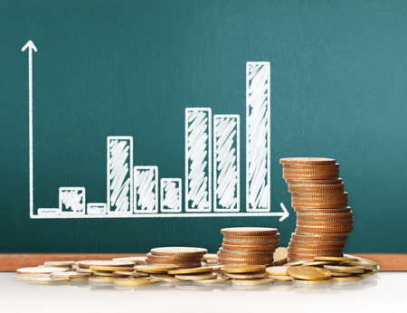 Investment concept, Coins graph stock marketの写真素材