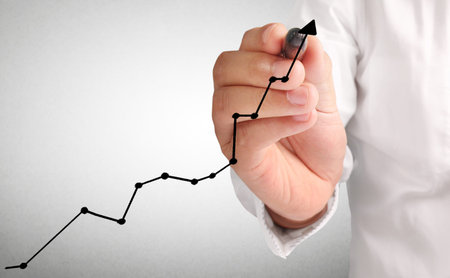 hand drawing a chart showの写真素材