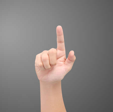 hand on the isolated backgroundの写真素材